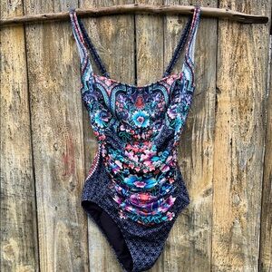 Johnny Was Multicolor Floral One Piece Swimsuit